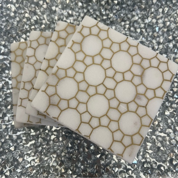 Home Decor Marble Square Coasters Real Natural White Stone Luxury Christmas 4 - Picture 3 of 8